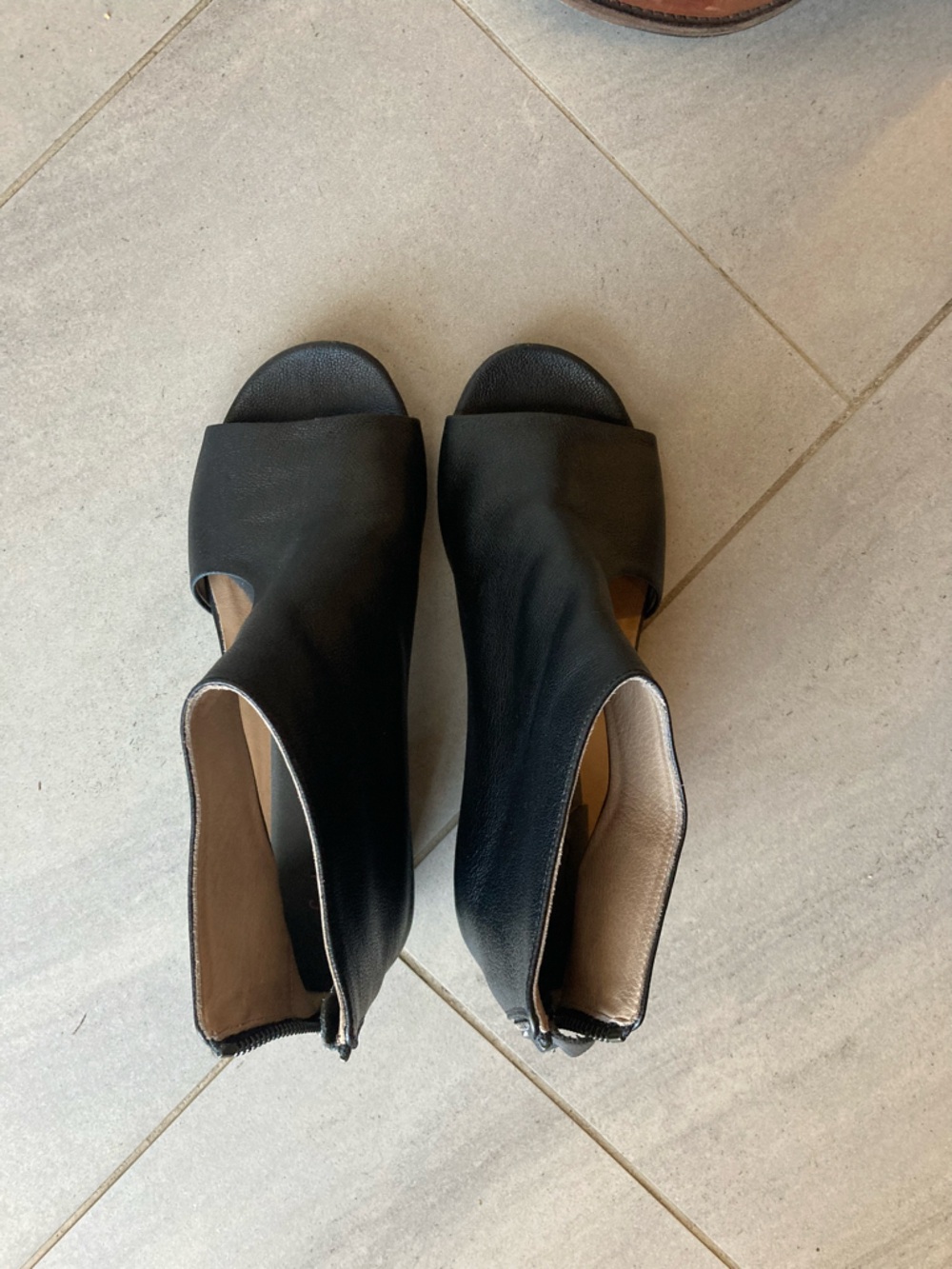 Marsell Women’s Black Open-Toe Leather Ankle Boots 37